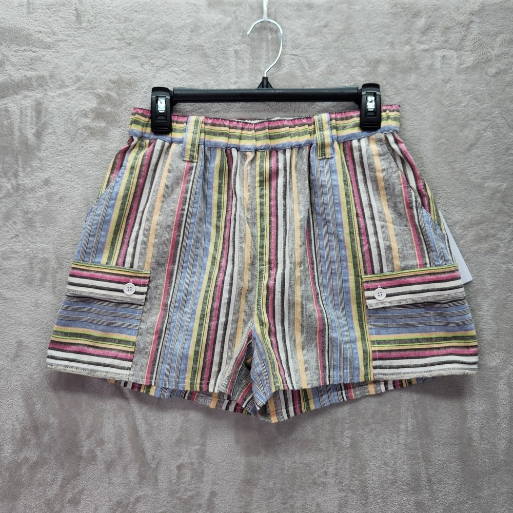 Hurley Striped Shorts Womens Medium Colorful Casual Beach Summer Cotton Blend